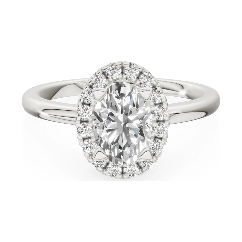 GREMARI Seven Aura 14K white gold engagement ring with 1.00 ct oval-cut natural diamond