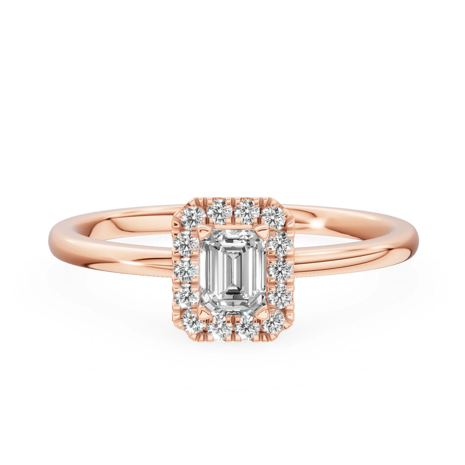 Gremari Seven Aura zásnubný prsteň z ružového zlata s 0,24 ct lab-grown diamantom – Emerald