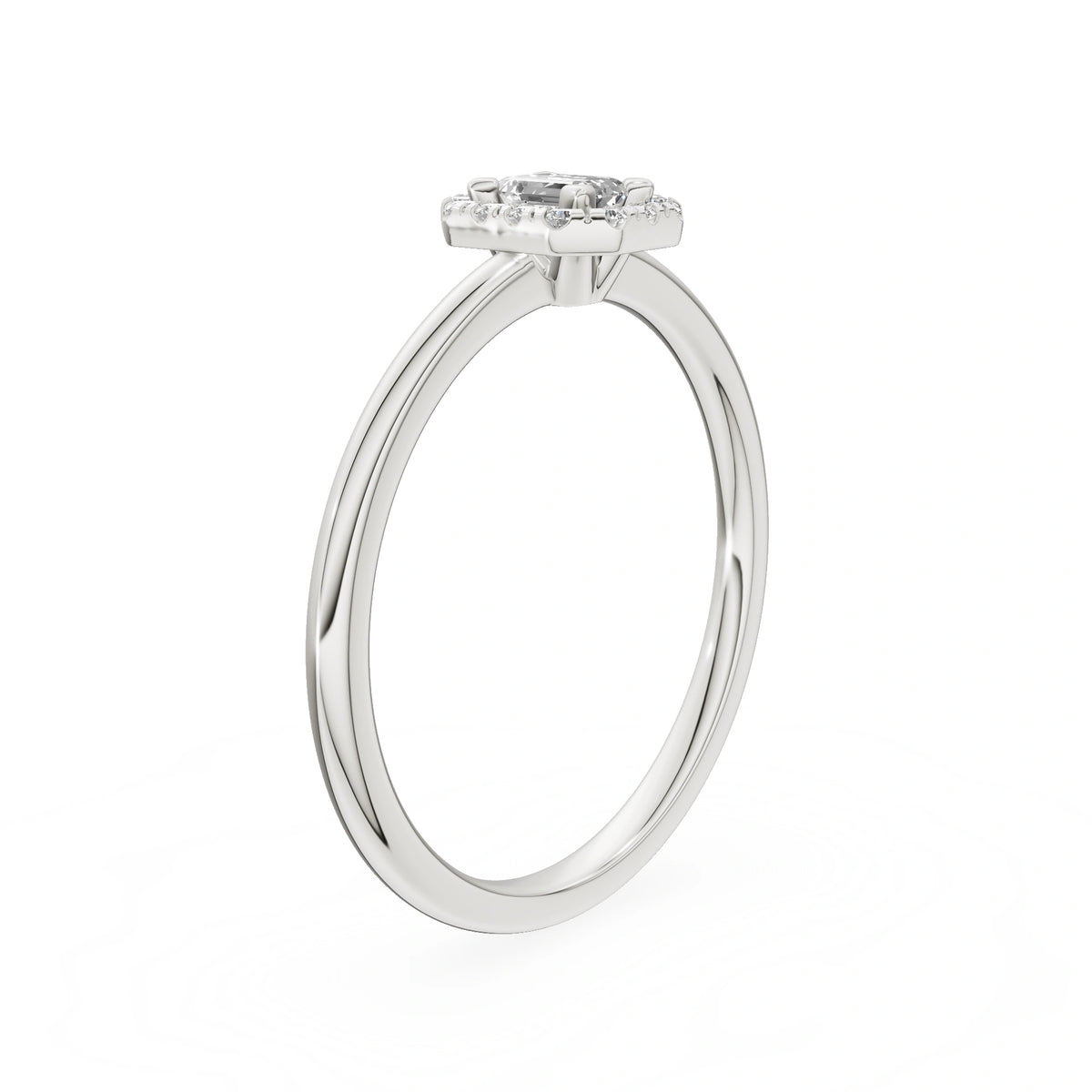 Gremari Seven Aura zásnubný prsteň z bieleho zlata s 0,15 ct lab-grown diamantom – Emerald