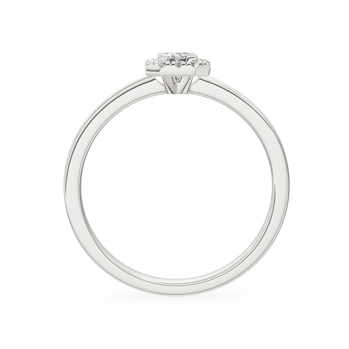 Gremari Seven Aura zásnubný prsteň z bieleho zlata s 0,15 ct lab-grown diamantom – Emerald
