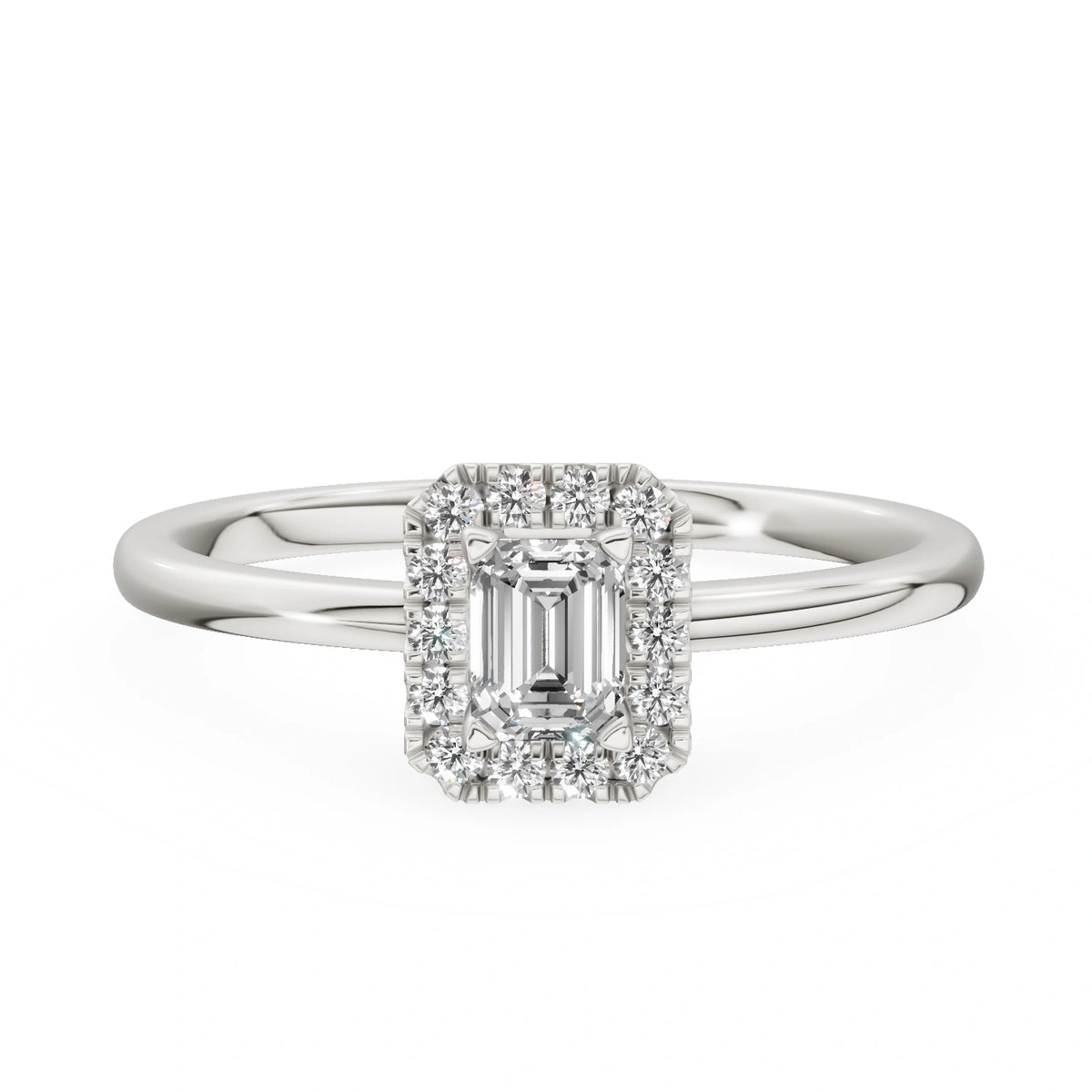 Gremari Seven Aura zásnubný prsteň z bieleho zlata s 0,24 ct lab-grown diamantom – Emerald