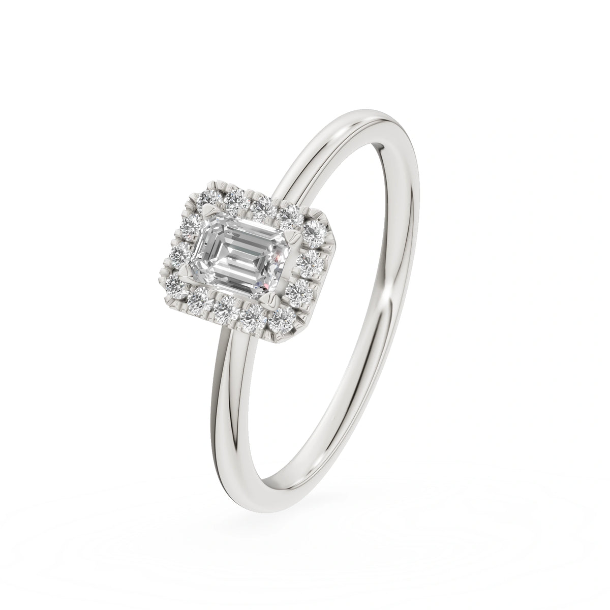 Gremari Seven Aura zásnubný prsteň z bieleho zlata s 0,24 ct lab-grown diamantom – Emerald