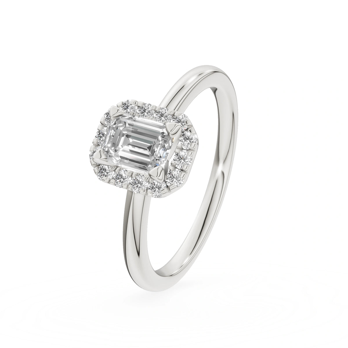 Gremari Seven Aura zásnubný prsteň z bieleho zlata s 0,50 ct lab-grown diamantom – Emerald