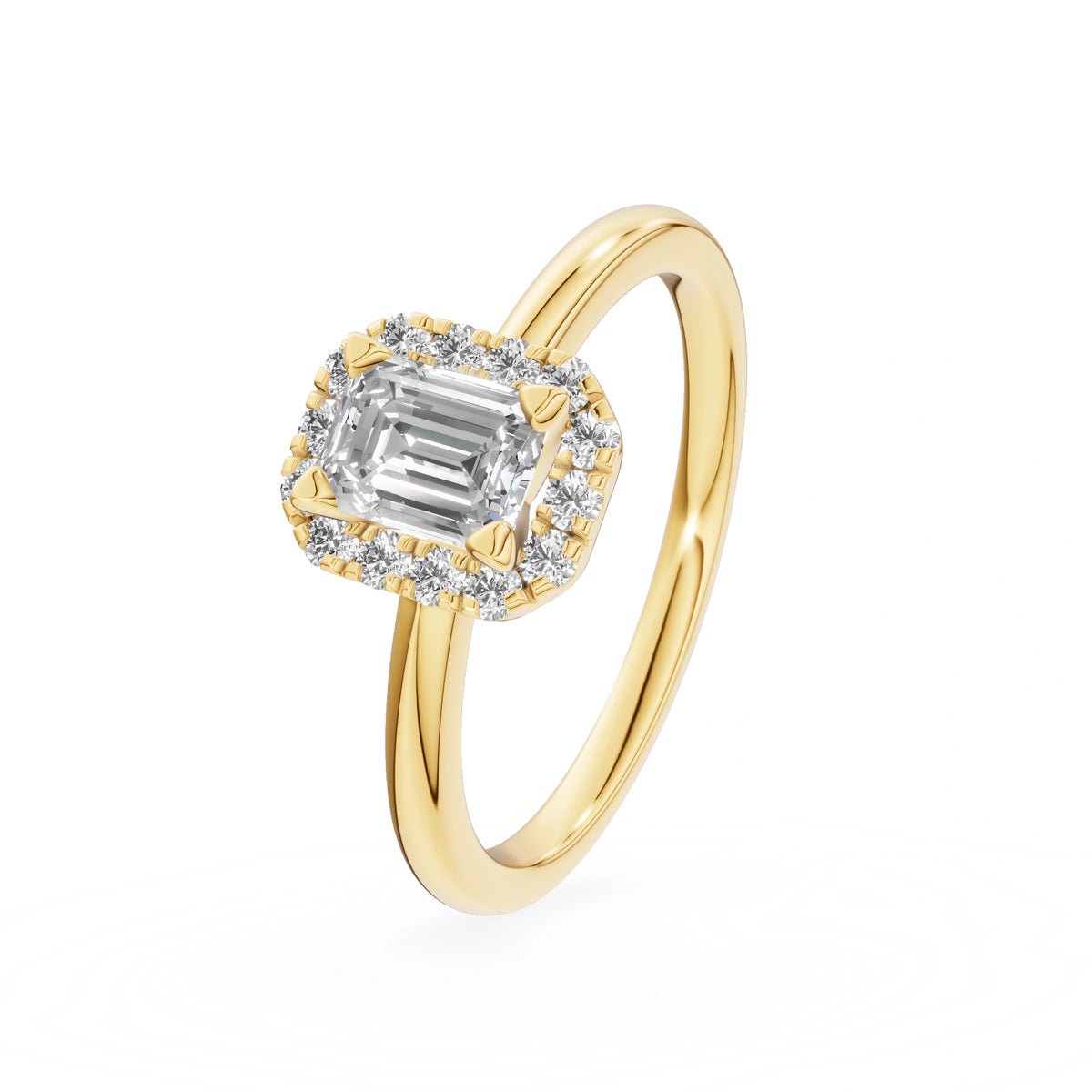Gremari Seven Aura zásnubný prsteň zo žltého zlata s 0,50 ct lab-grown diamantom – Emerald