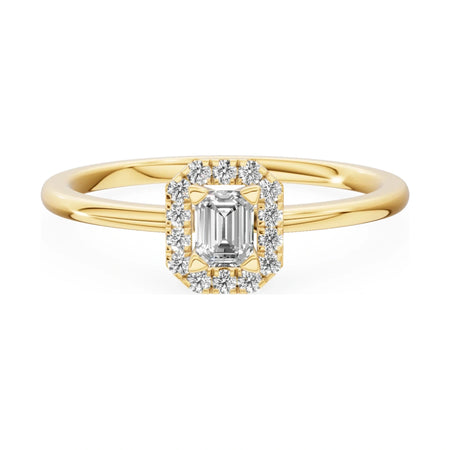 GREMARI Seven Aura 14K yellow gold engagement ring with 0.15 ct emerald-cut natural diamond