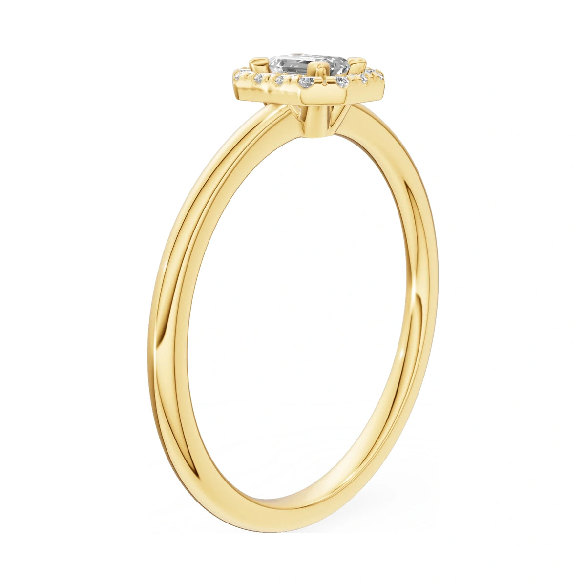 14K yellow gold GREMARI Seven Aura ring with 0.15 ct emerald-cut natural diamond
