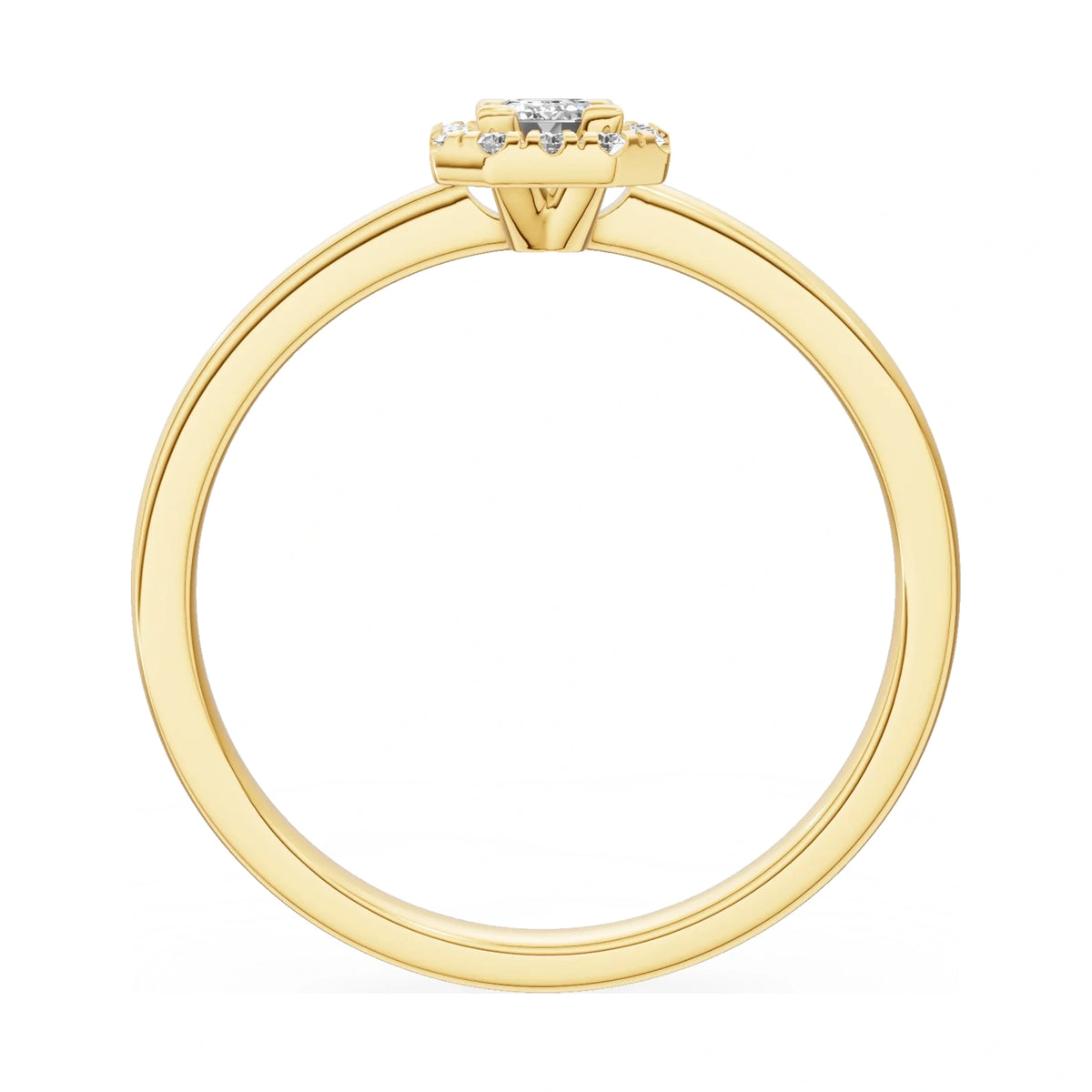 GREMARI Seven Aura emerald-cut natural diamond engagement ring in 14K yellow gold, 0.15 ct