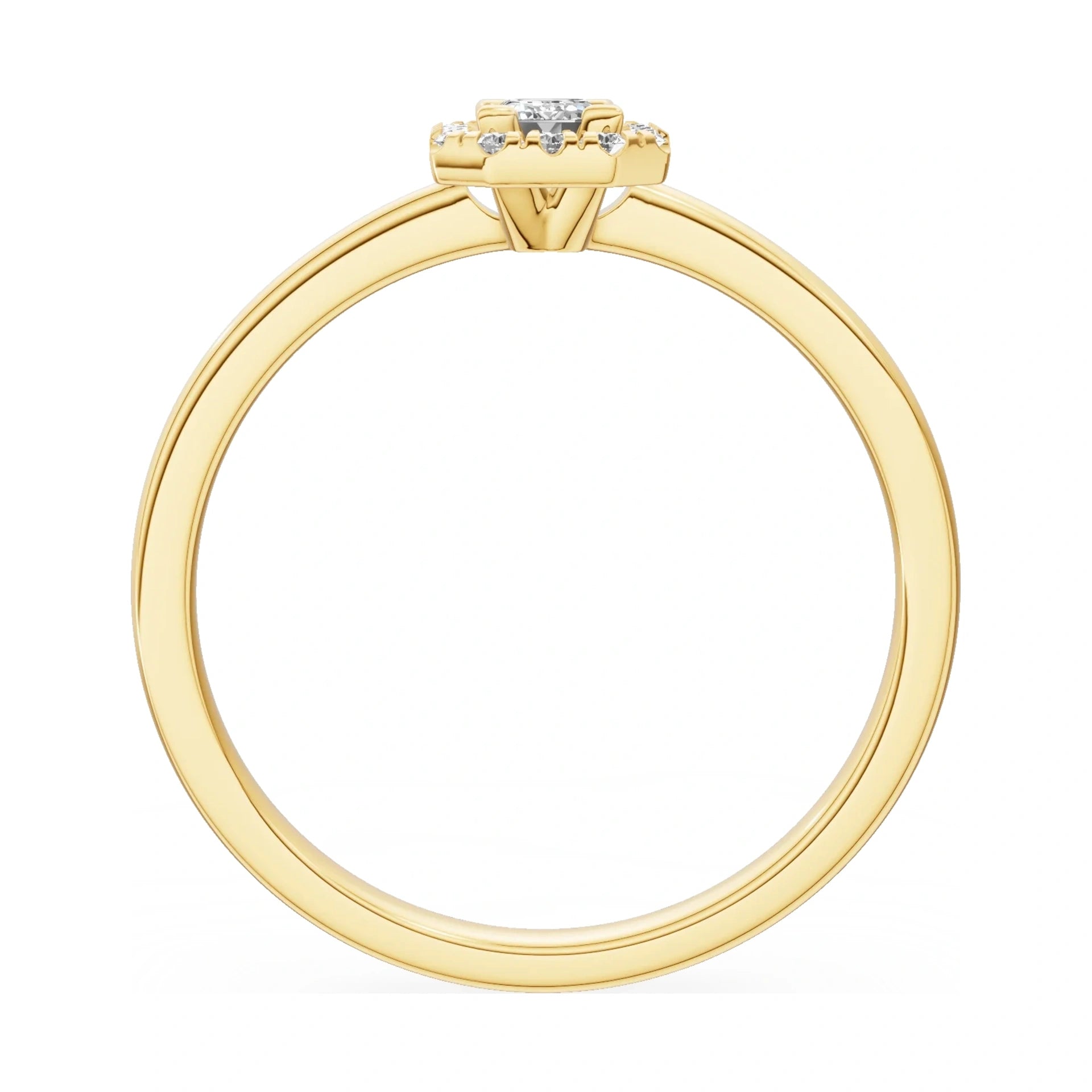GREMARI Seven Aura emerald-cut natural diamond engagement ring in 14K yellow gold, 0.15 ct