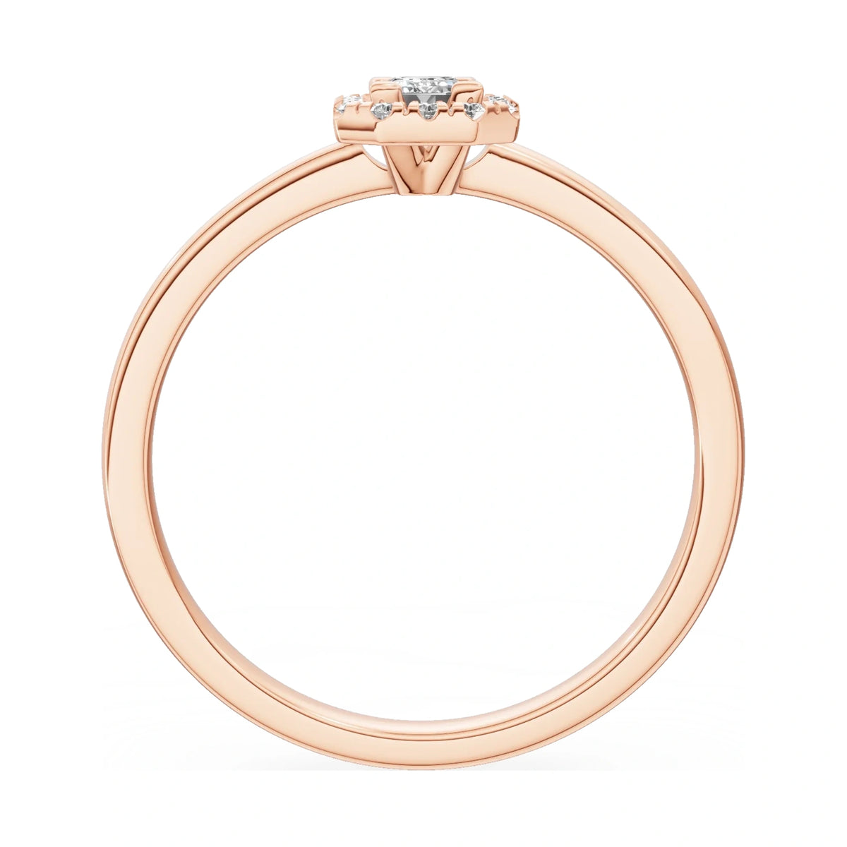 GREMARI Seven Aura emerald-cut natural diamond engagement ring in 14K rose gold, 0.15 ct