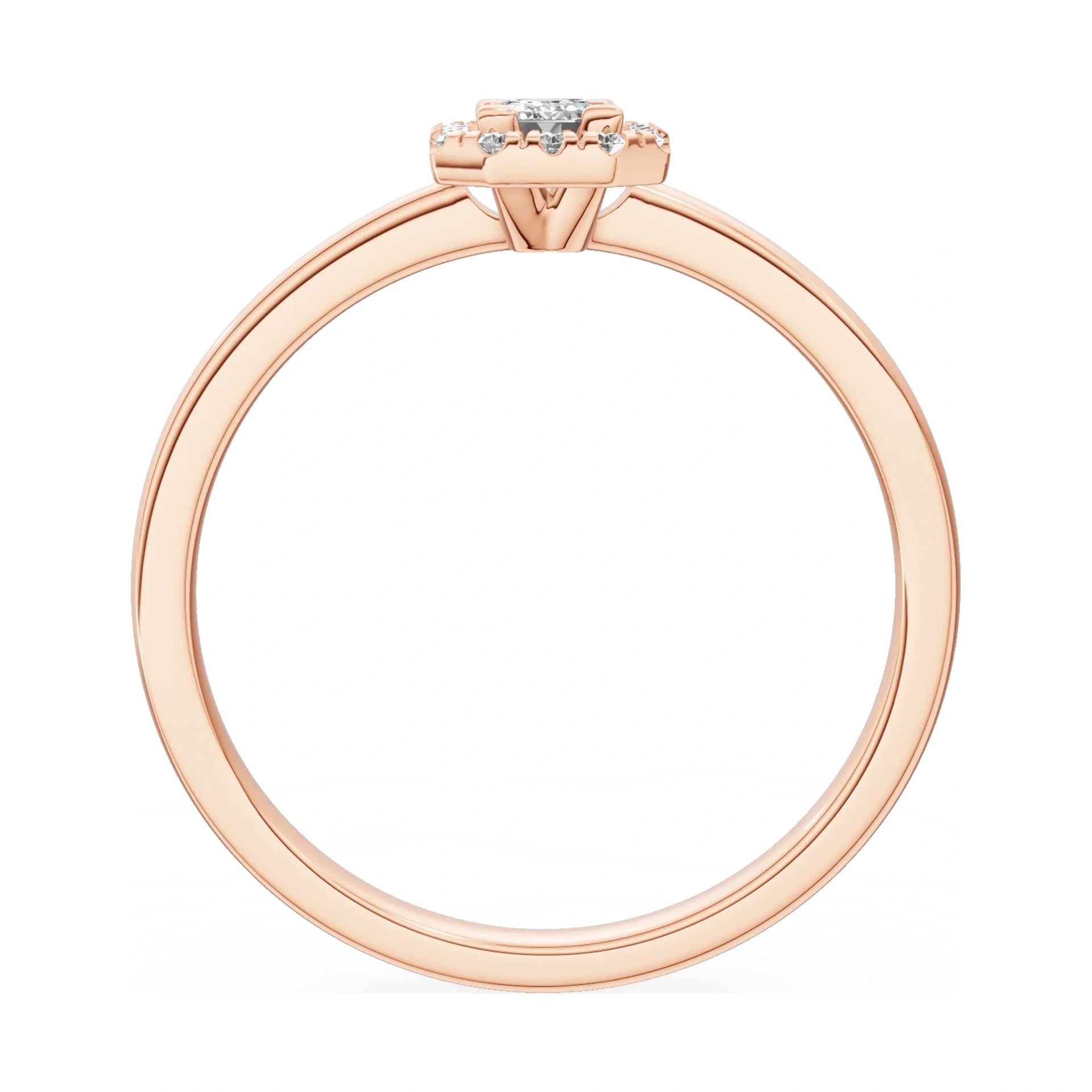 GREMARI Seven Aura emerald-cut natural diamond engagement ring in 14K rose gold, 0.15 ct