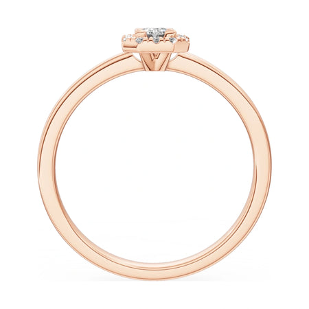 GREMARI Seven Aura emerald-cut natural diamond engagement ring in 14K rose gold, 0.15 ct