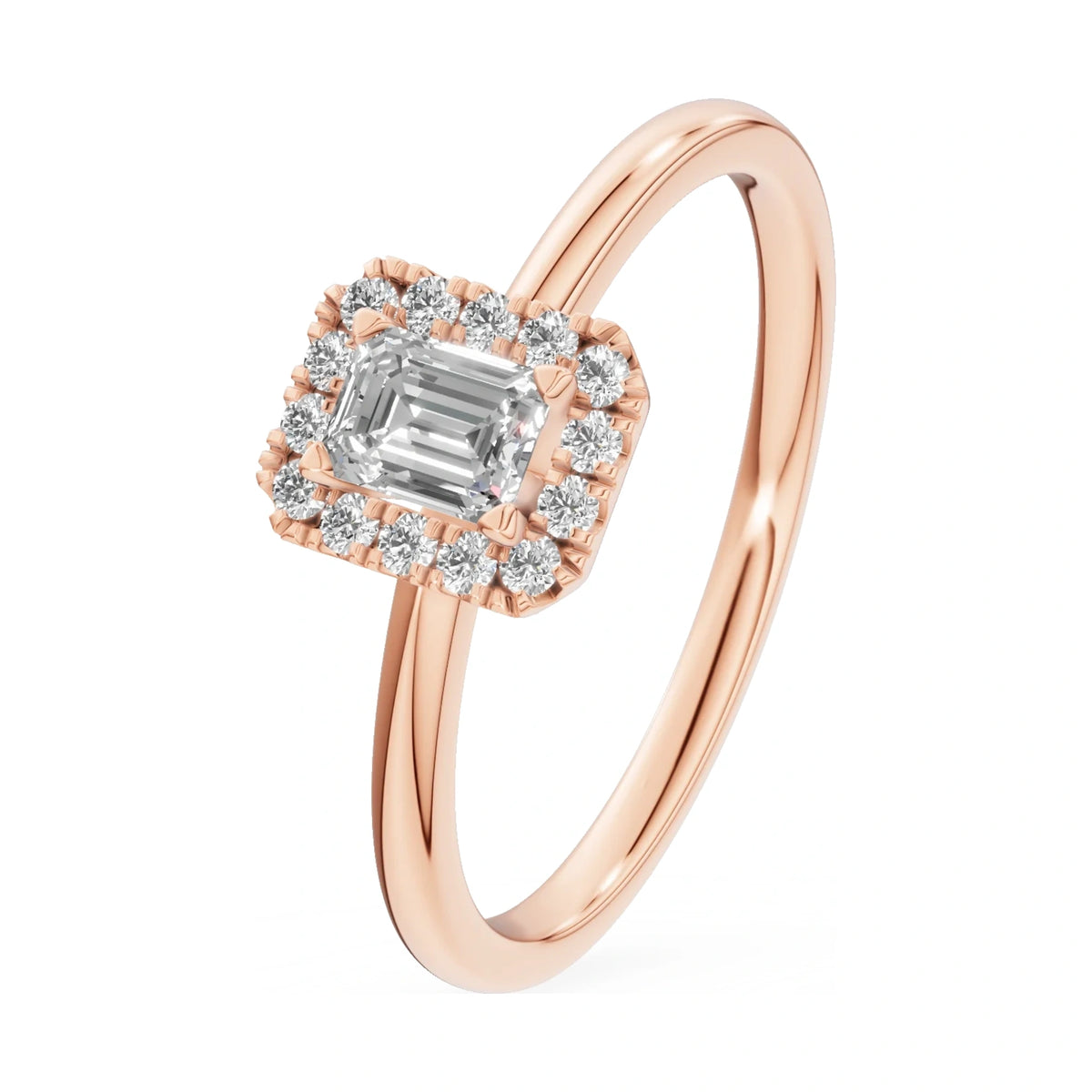 0.24 ct emerald-cut natural diamond GREMARI Seven Aura engagement ring in 14K white gold