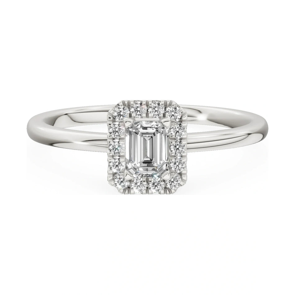 GREMARI Seven Aura 14K white gold engagement ring with 0.24 ct emerald-cut natural diamond