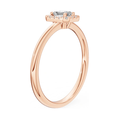14K rose gold GREMARI Seven Aura ring with 0.24 ct emerald-cut natural diamond