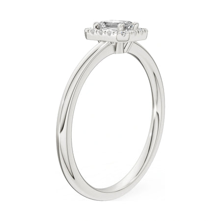 14K white gold GREMARI Seven Aura ring with 0.24 ct emerald-cut natural diamond