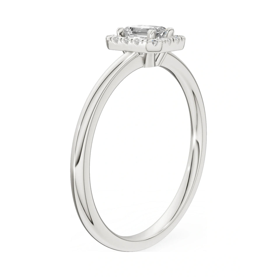 14K white gold GREMARI Seven Aura ring with 0.24 ct emerald-cut natural diamond