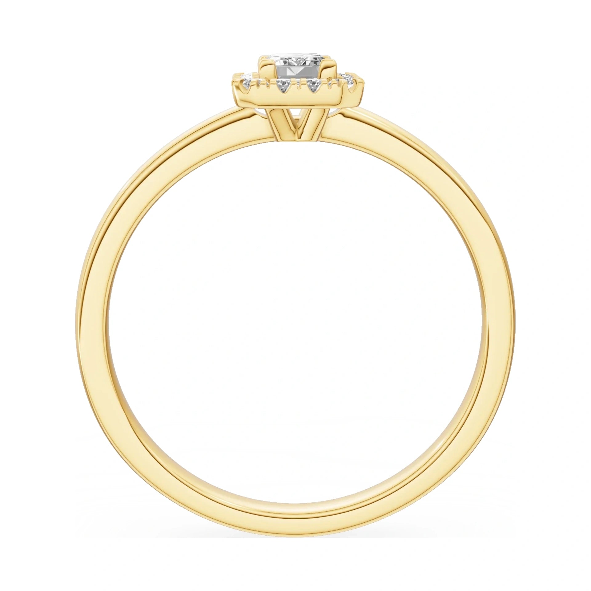 GREMARI Seven Aura emerald-cut natural diamond engagement ring in 14K yellow gold, 0.24 ct