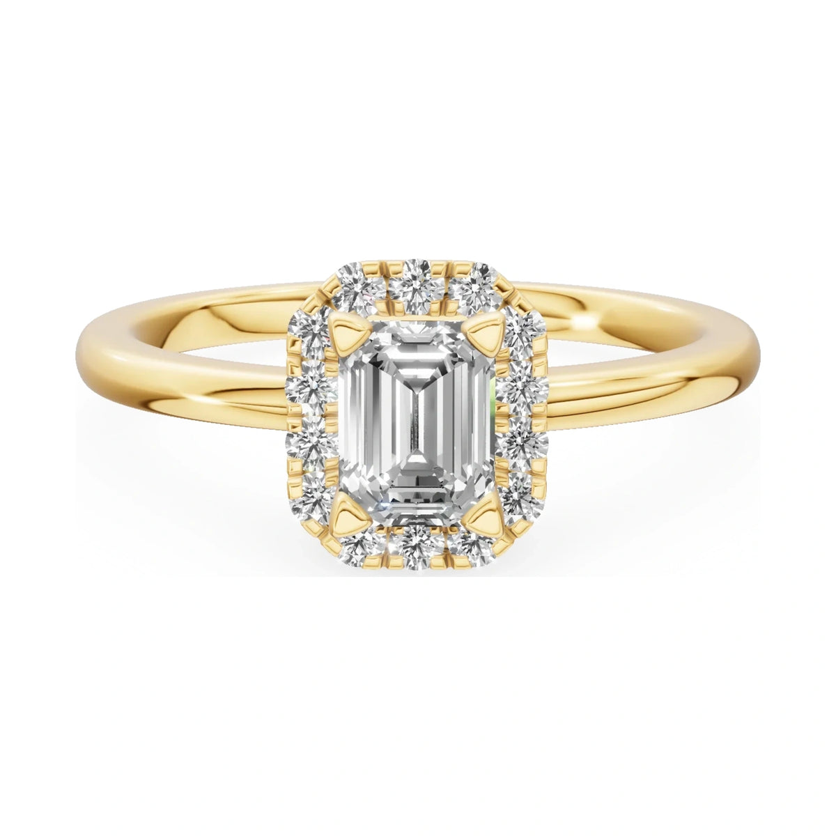 GREMARI Seven Aura 14K yellow gold engagement ring with 0.50 ct emerald-cut natural diamond