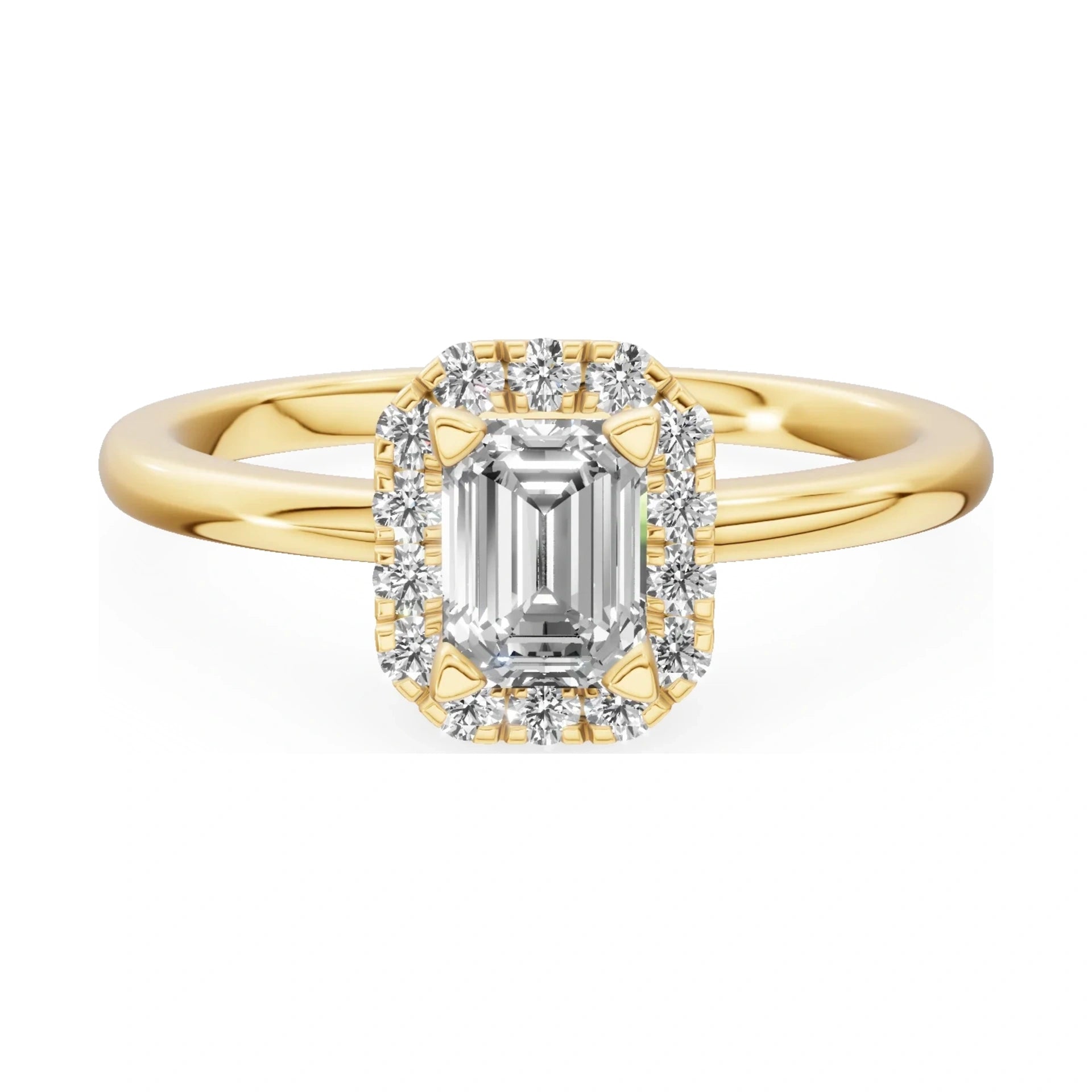 GREMARI Seven Aura 14K yellow gold engagement ring with 0.50 ct emerald-cut natural diamond