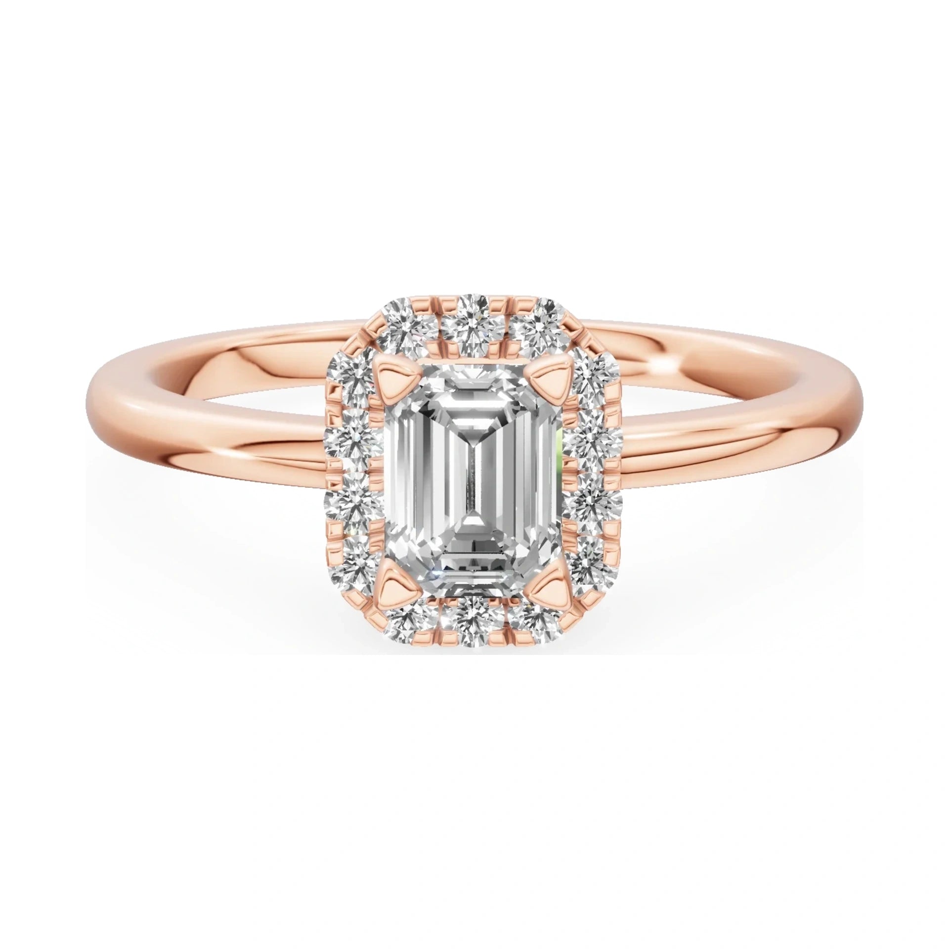 GREMARI Seven Aura 14K rose gold engagement ring with 0.50 ct emerald-cut natural diamond