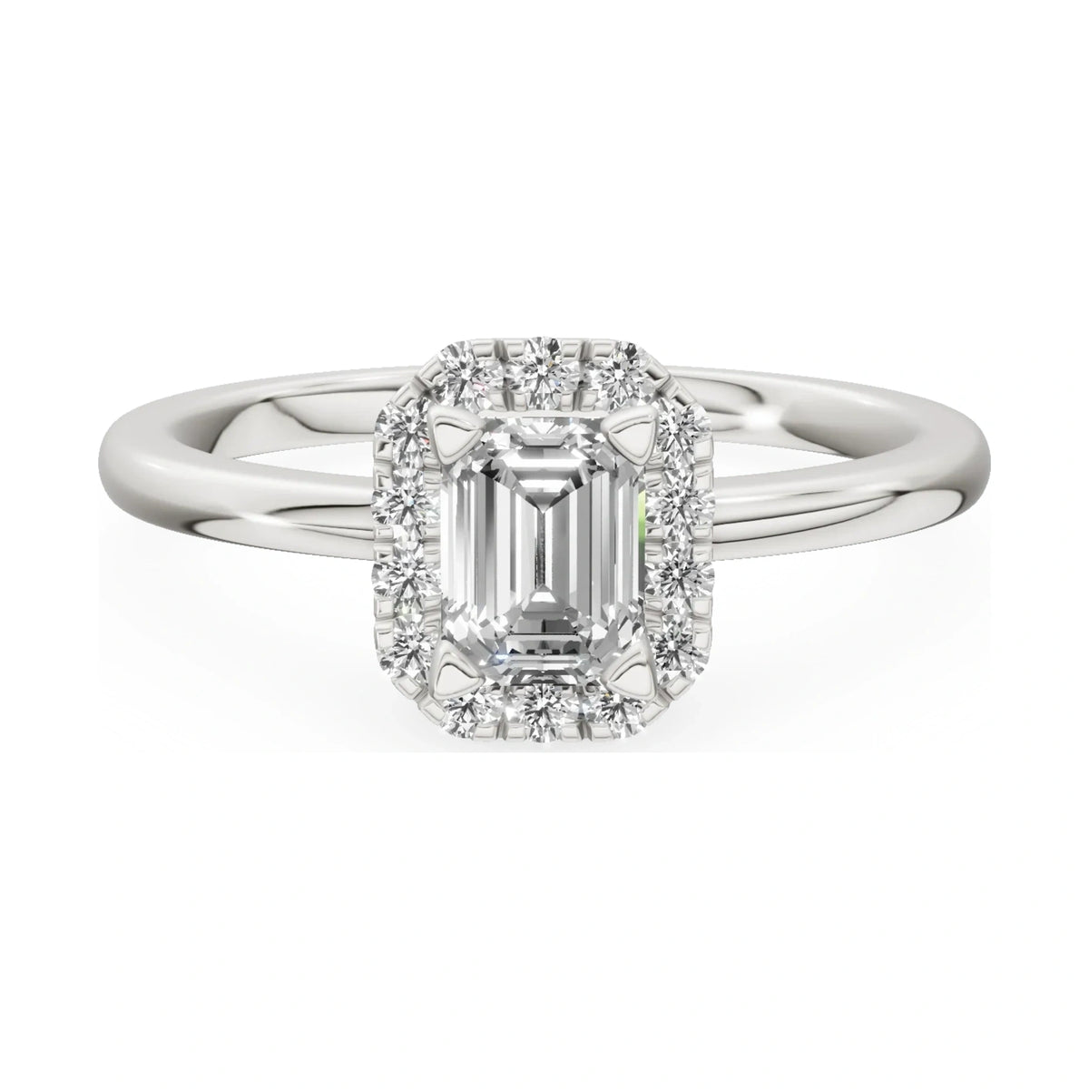 GREMARI Seven Aura 14K white gold engagement ring with 0.50 ct emerald-cut natural diamond
