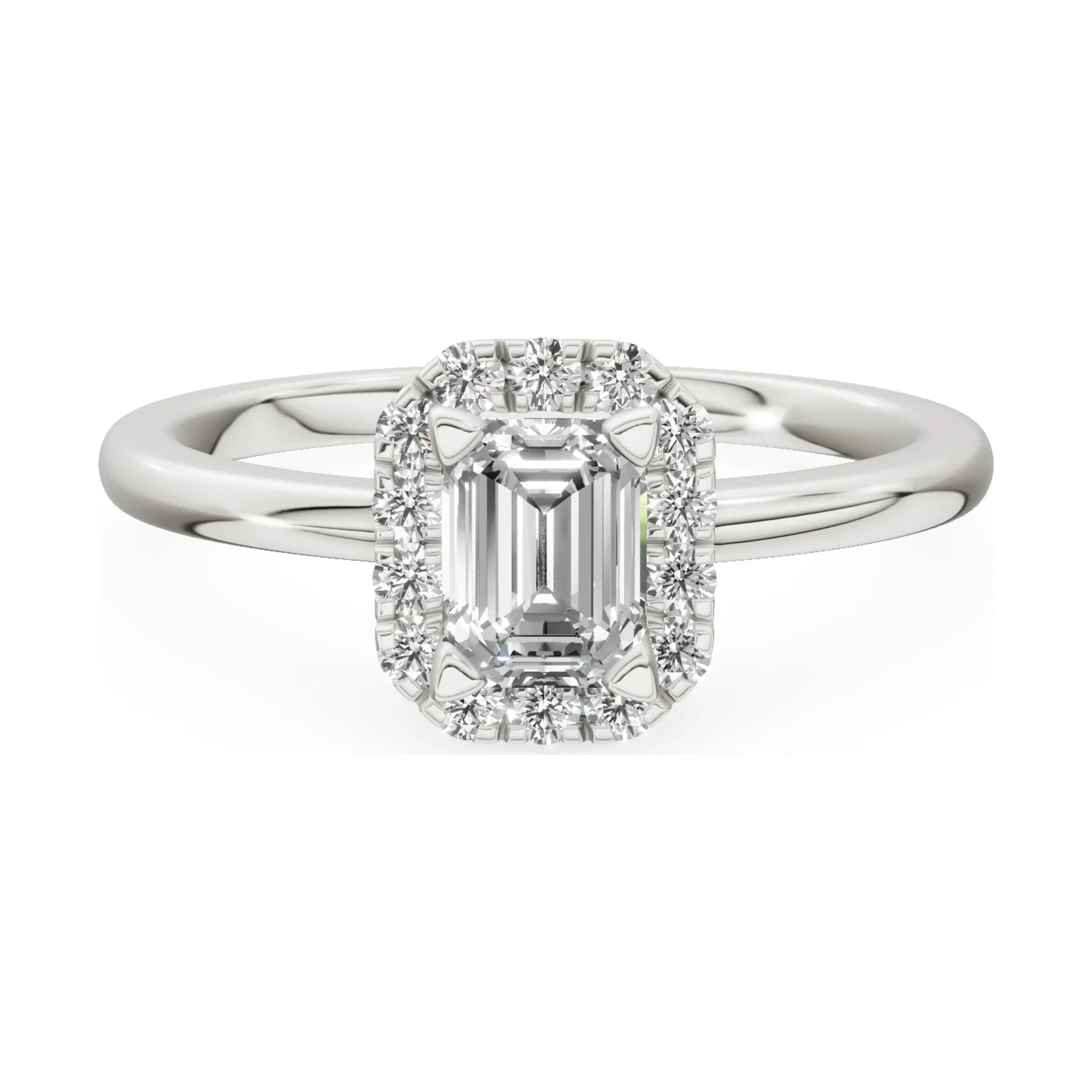 GREMARI Seven Aura 14K white gold engagement ring with 0.50 ct emerald-cut natural diamond