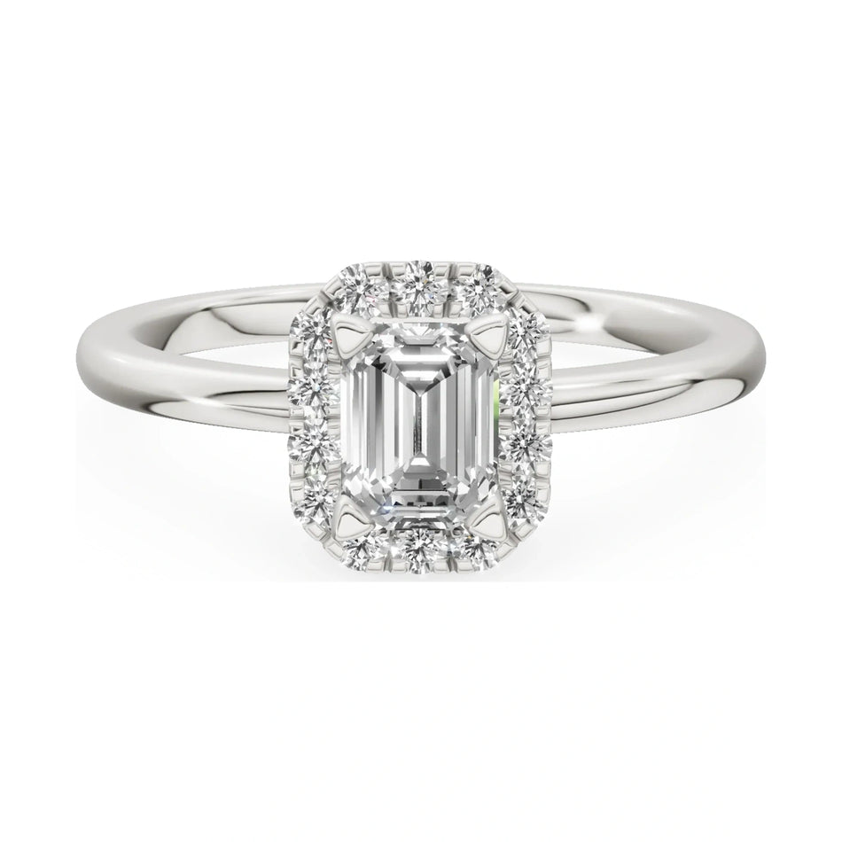 GREMARI Seven Aura 14K white gold engagement ring with 0.50 ct emerald-cut natural diamond