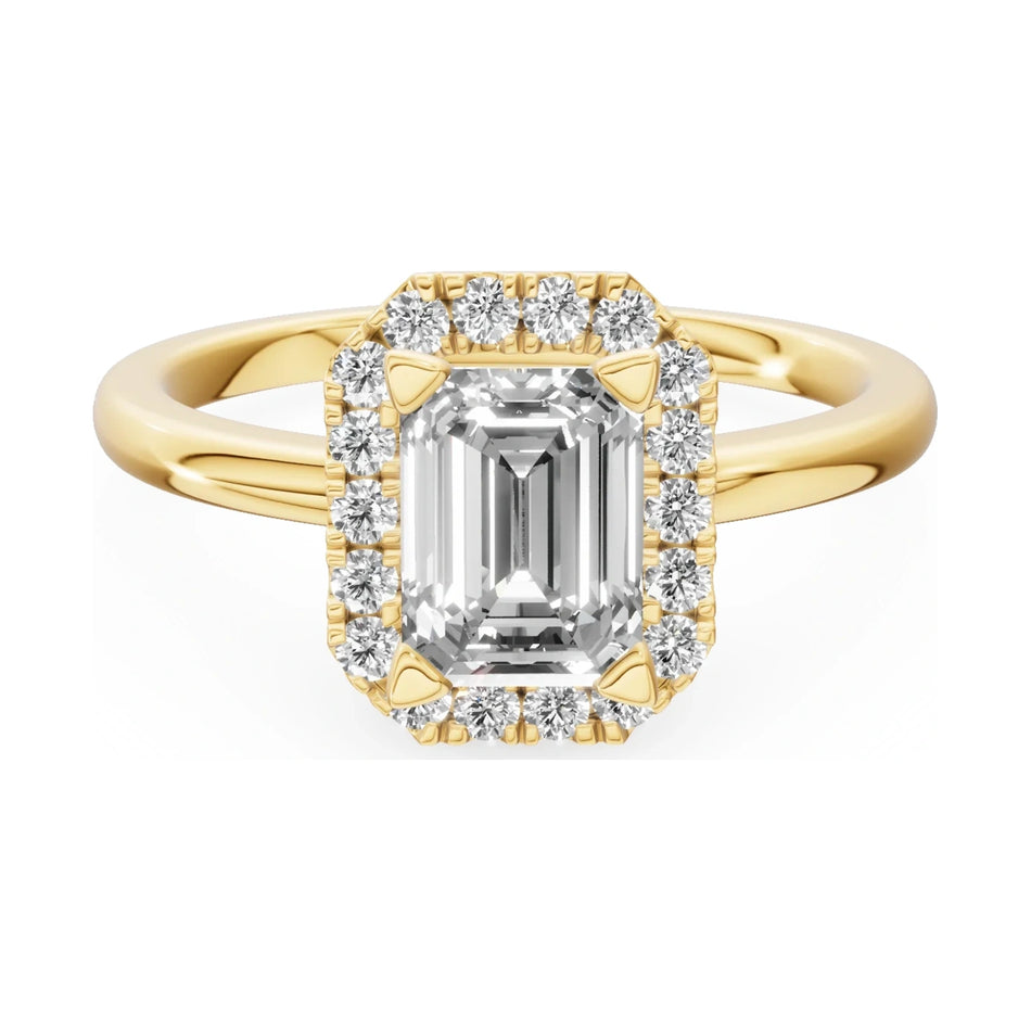 GREMARI Seven Aura 14K yellow gold engagement ring with 1.00 ct emerald-cut natural diamond