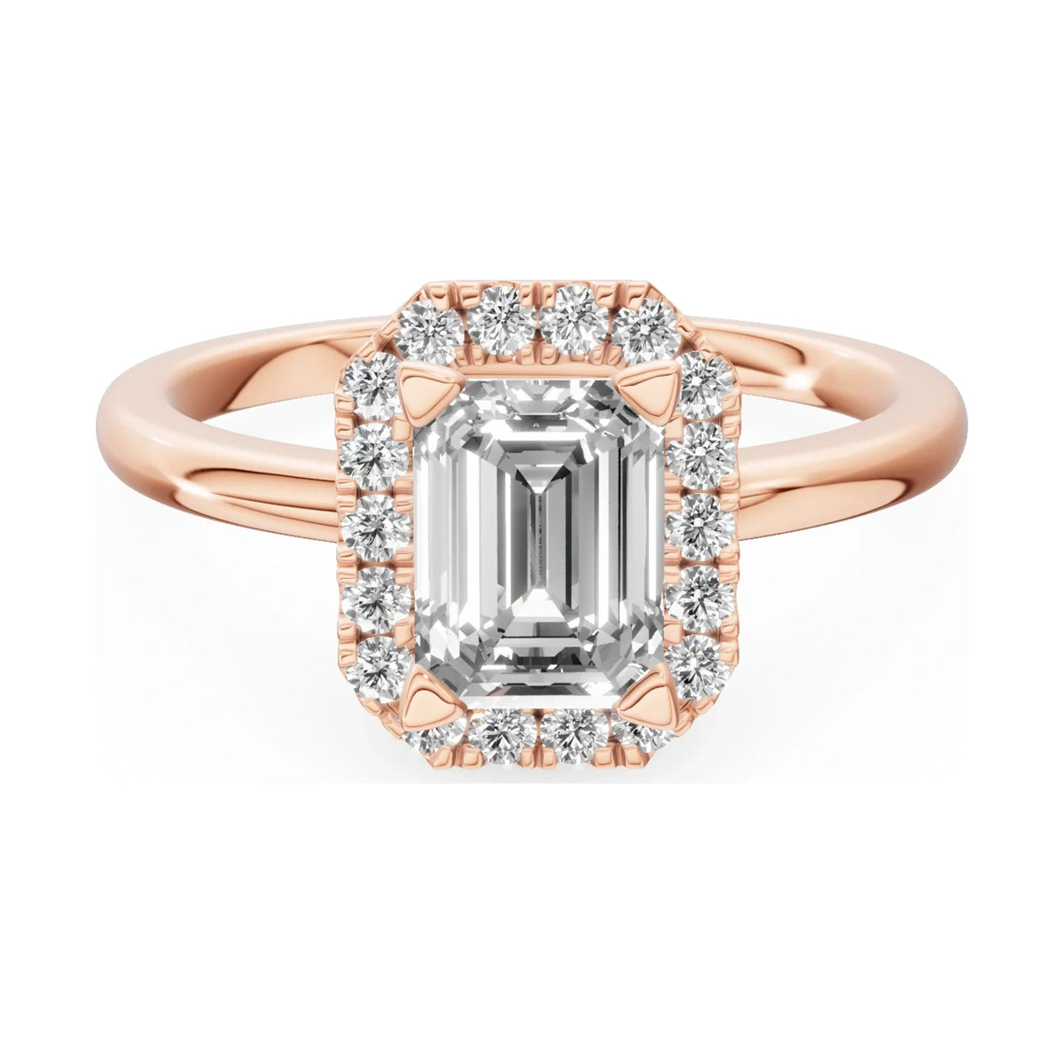 GREMARI Seven Aura 14K rose gold engagement ring with 1.00 ct emerald-cut natural diamond