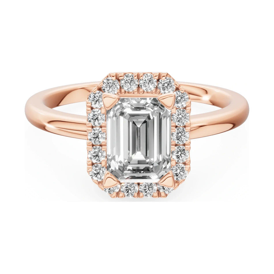 GREMARI Seven Aura 14K rose gold engagement ring with 1.00 ct emerald-cut natural diamond
