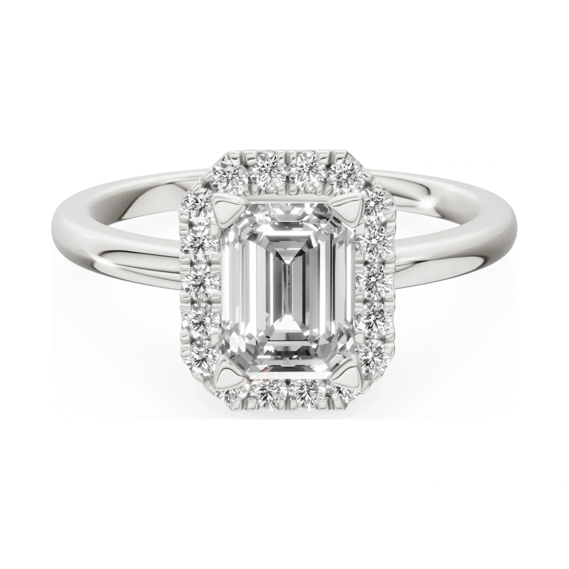GREMARI Seven Aura 14K white gold engagement ring with 1.00 ct emerald-cut natural diamond
