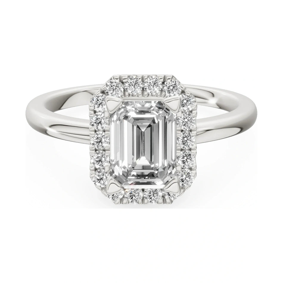 GREMARI Seven Aura 14K white gold engagement ring with 1.00 ct emerald-cut natural diamond