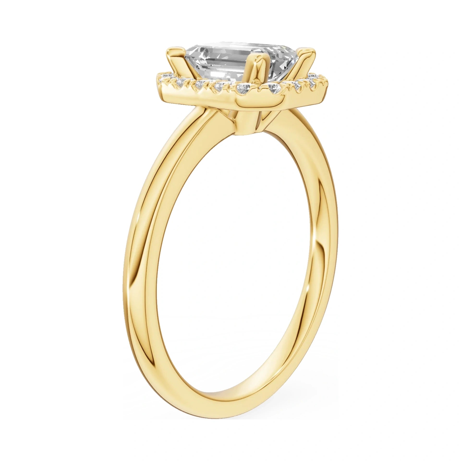 14K yellow gold GREMARI Seven Aura ring with 1.00 ct emerald-cut natural diamond