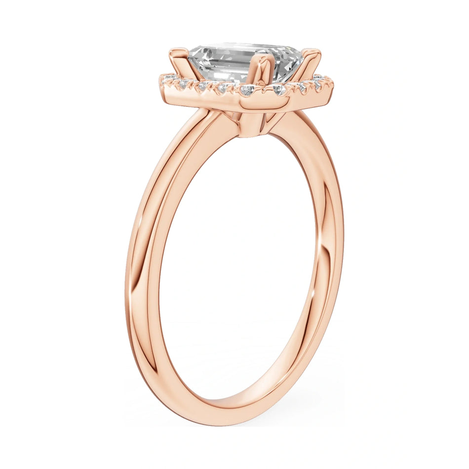14K rose gold GREMARI Seven Aura ring with 1.00 ct emerald-cut natural diamond