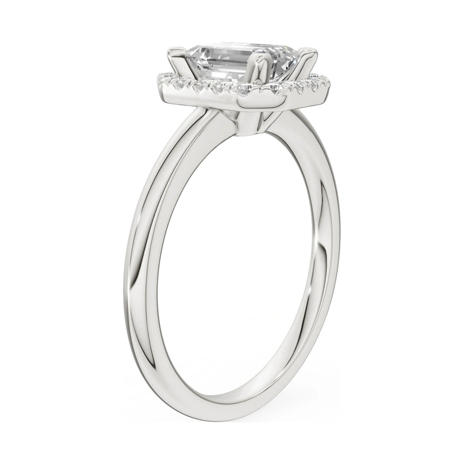 14K white gold GREMARI Seven Aura ring with 1.00 ct emerald-cut natural diamond