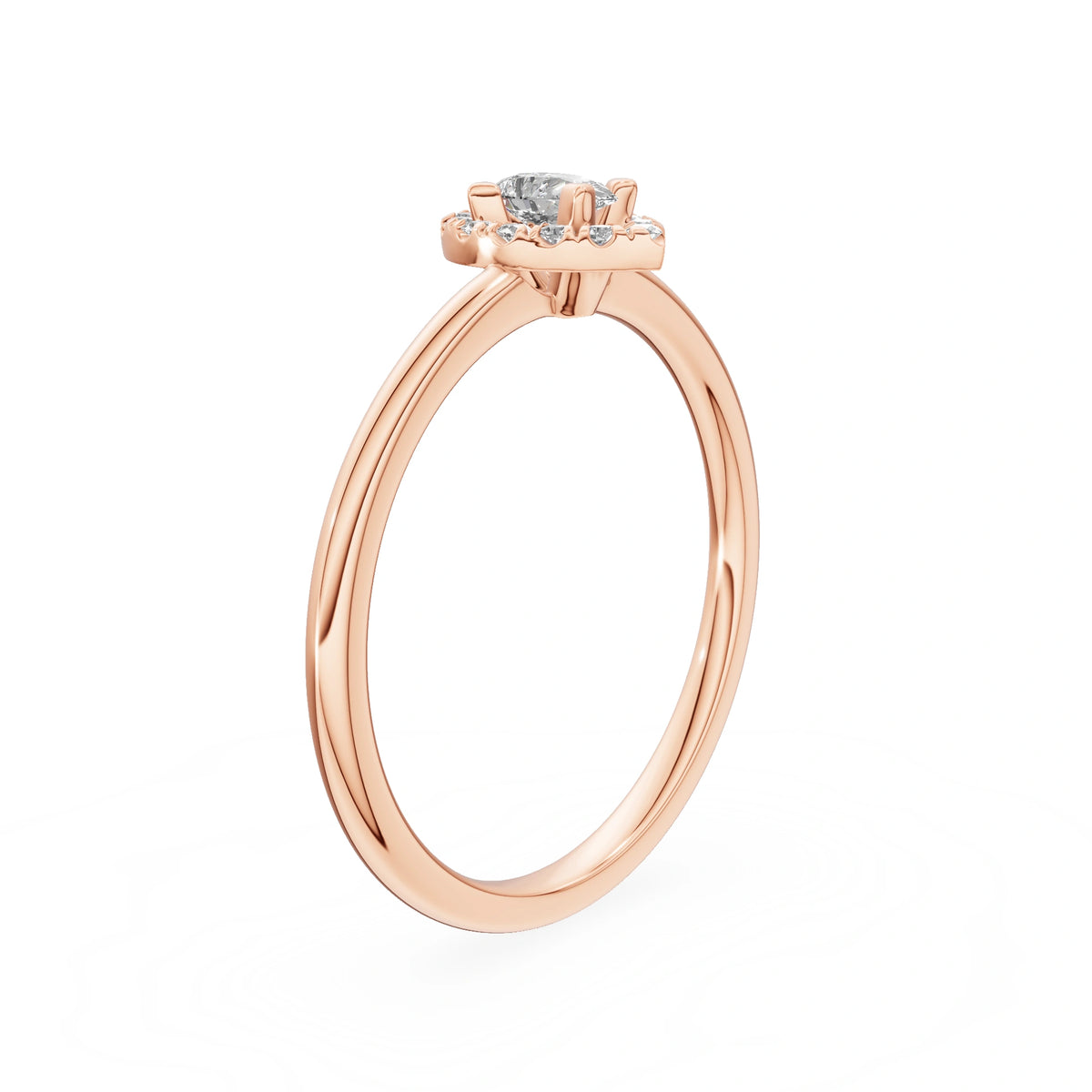 Gremari Seven Aura zásnubný prsteň z ružového zlata s 0,15 ct lab-grown diamantom – Pear