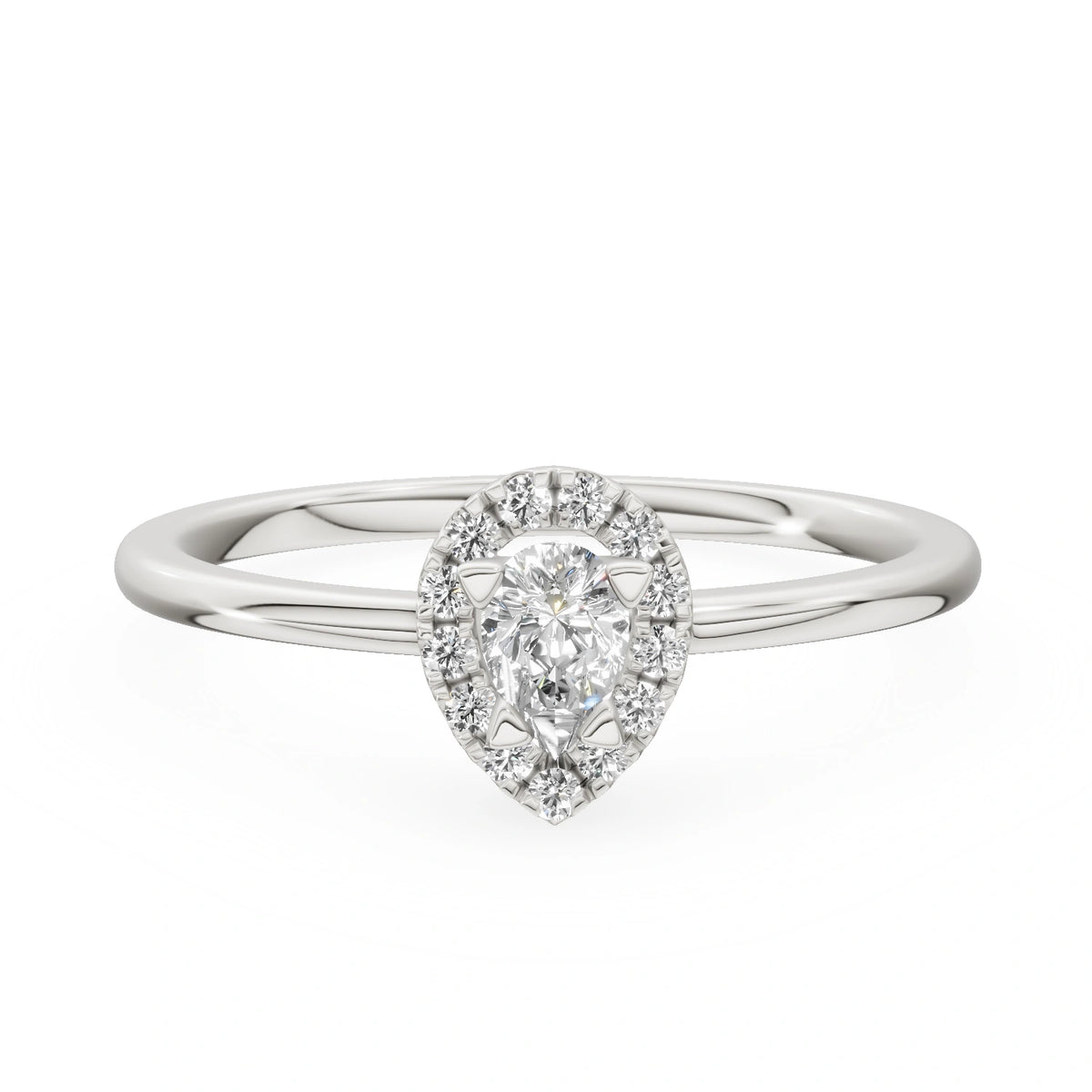 Gremari Seven Aura zásnubný prsteň z bieleho zlata s 0,15 ct lab-grown diamantom – Pear