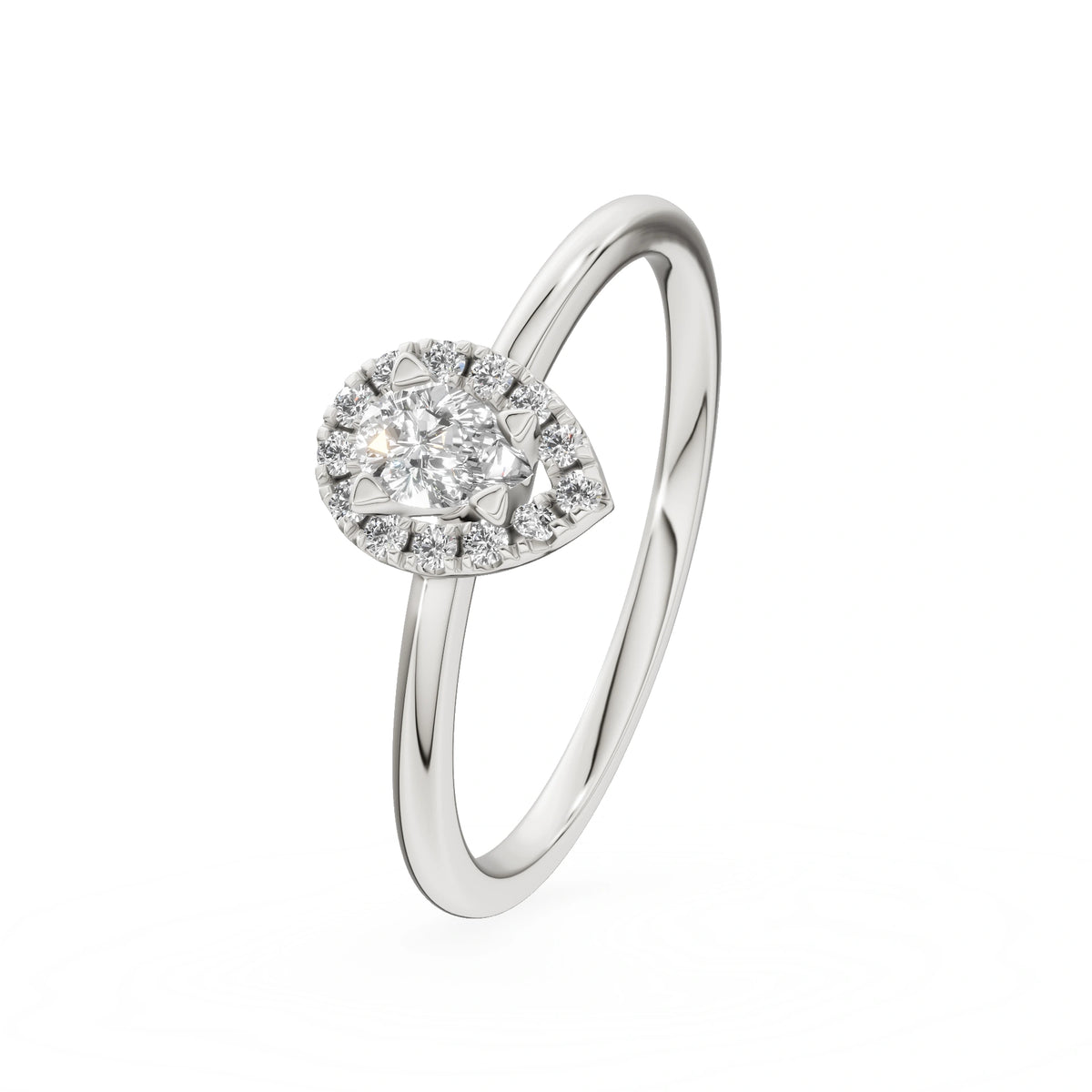 Gremari Seven Aura zásnubný prsteň z bieleho zlata s 0,15 ct lab-grown diamantom – Pear