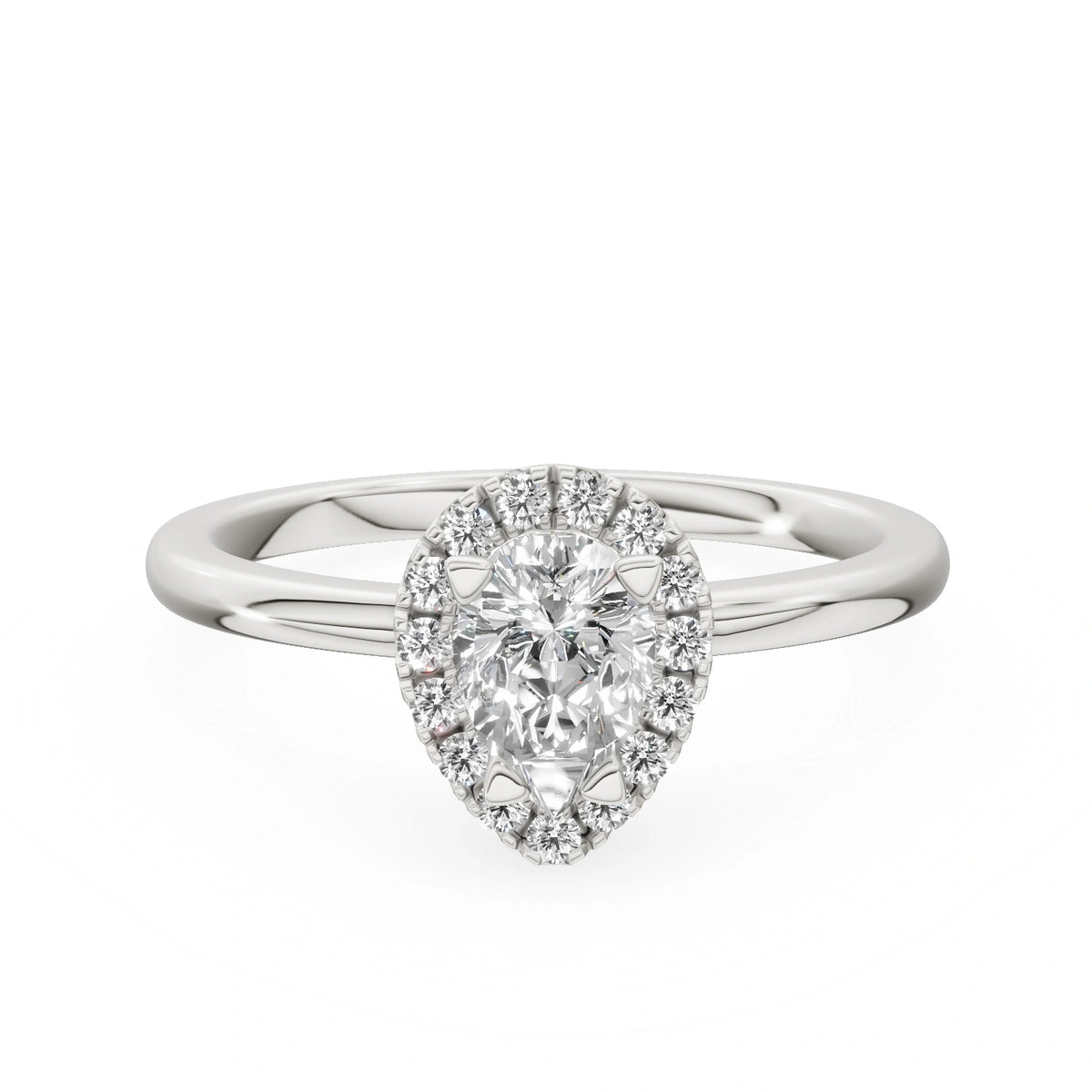 Gremari Seven Aura zásnubný prsteň z bieleho zlata s 0,50 ct lab-grown diamantom – Pear