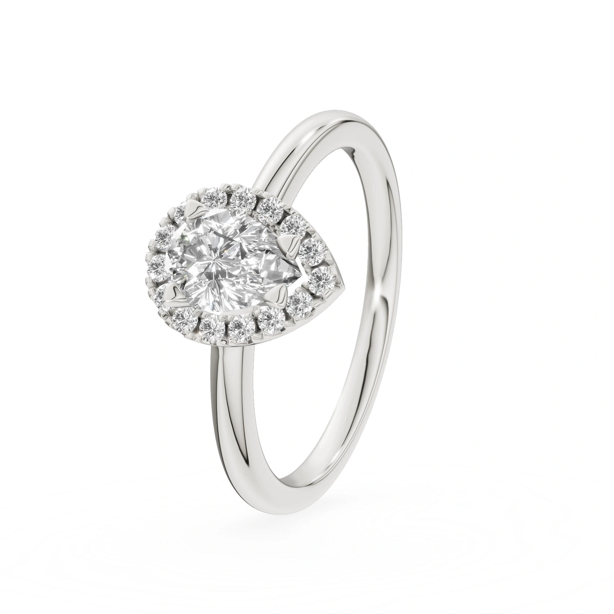 Gremari Seven Aura zásnubný prsteň z bieleho zlata s 0,50 ct lab-grown diamantom – Pear