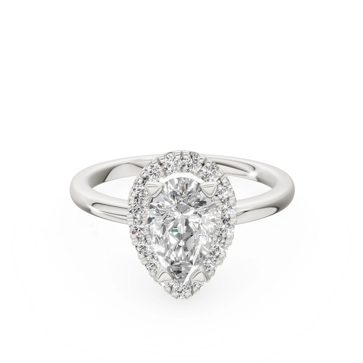 Gremari Seven Aura zásnubný prsteň z bieleho zlata s 1,00 ct lab-grown diamantom – Pear