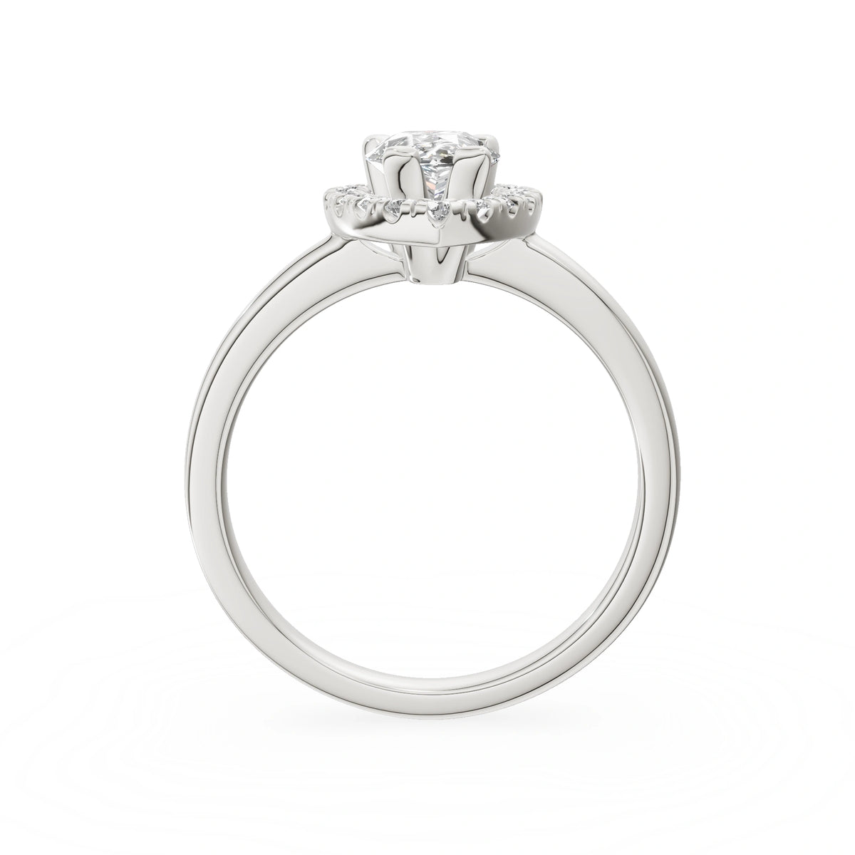 Gremari Seven Aura zásnubný prsteň z bieleho zlata s 1,00 ct lab-grown diamantom – Pear