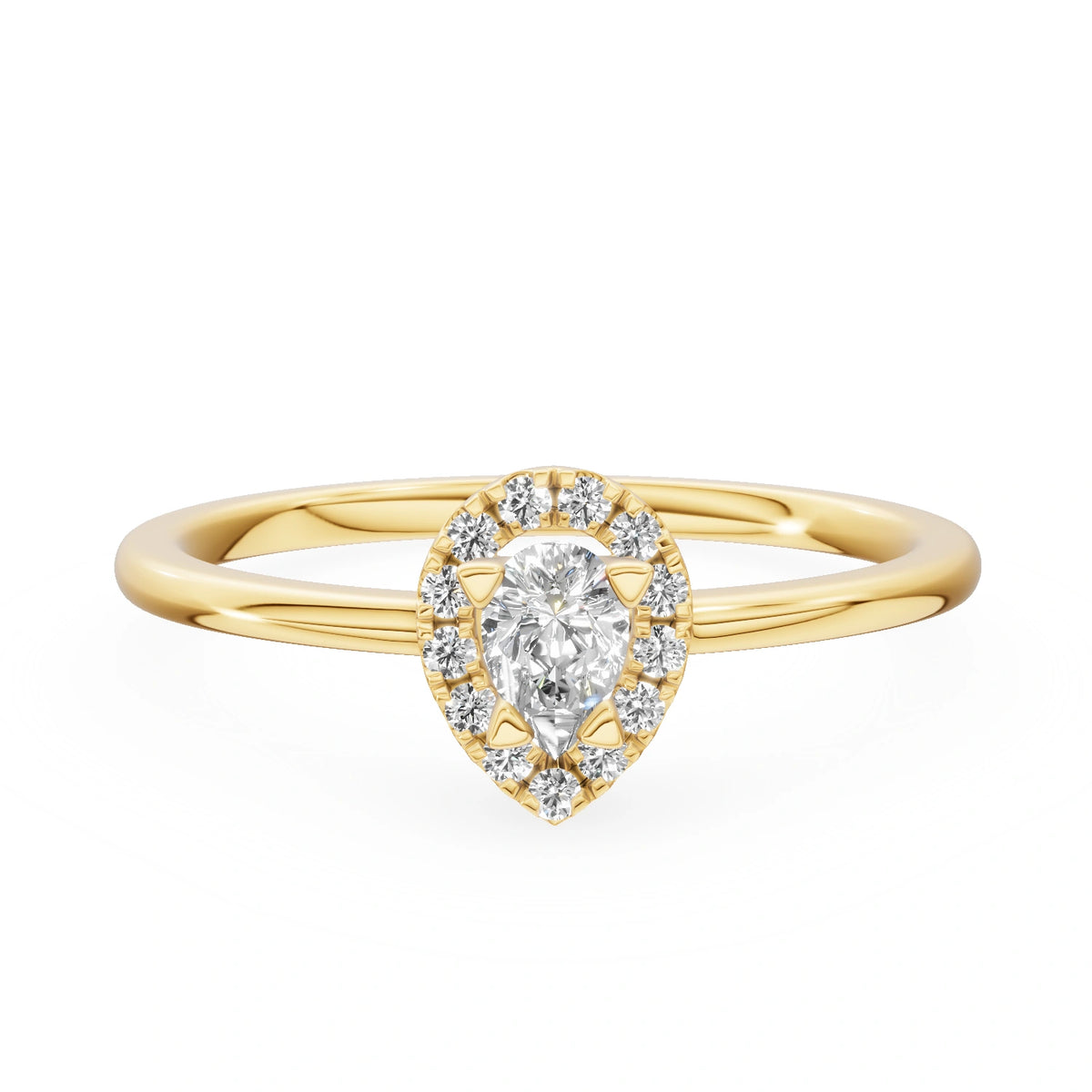 Gremari Seven Aura zásnubný prsteň zo žltého zlata s 0,15 ct lab-grown diamantom – Pear