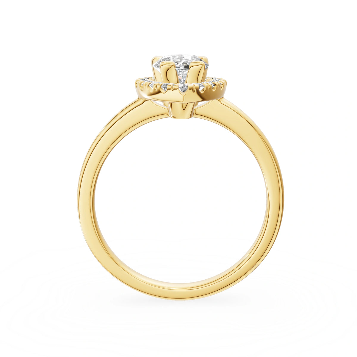 Gremari Seven Aura zásnubný prsteň zo žltého zlata s 1,00 ct lab-grown diamantom – Pear