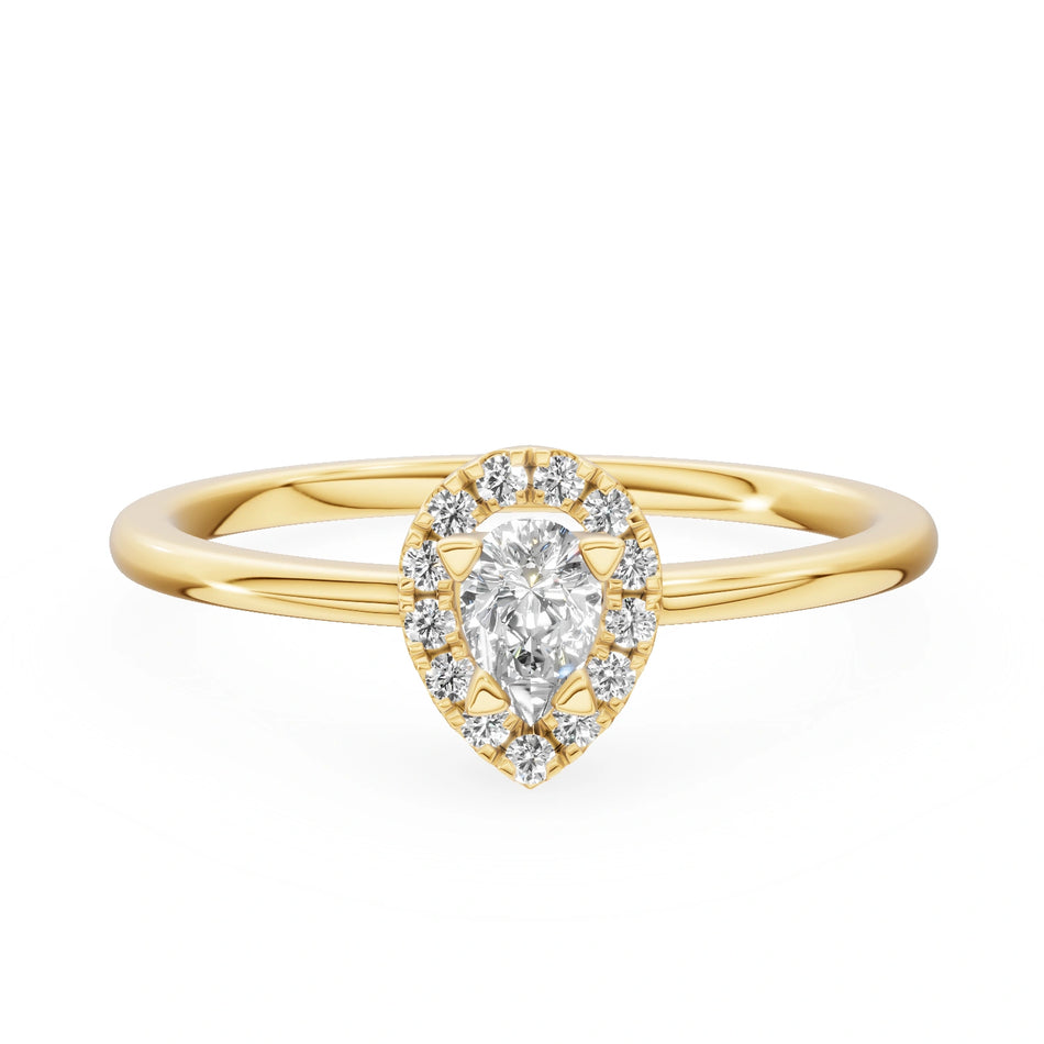 Gremari Seven Aura zásnubný prsteň zo žltého zlata s 0,15 ct prírodným diamantom – Pear