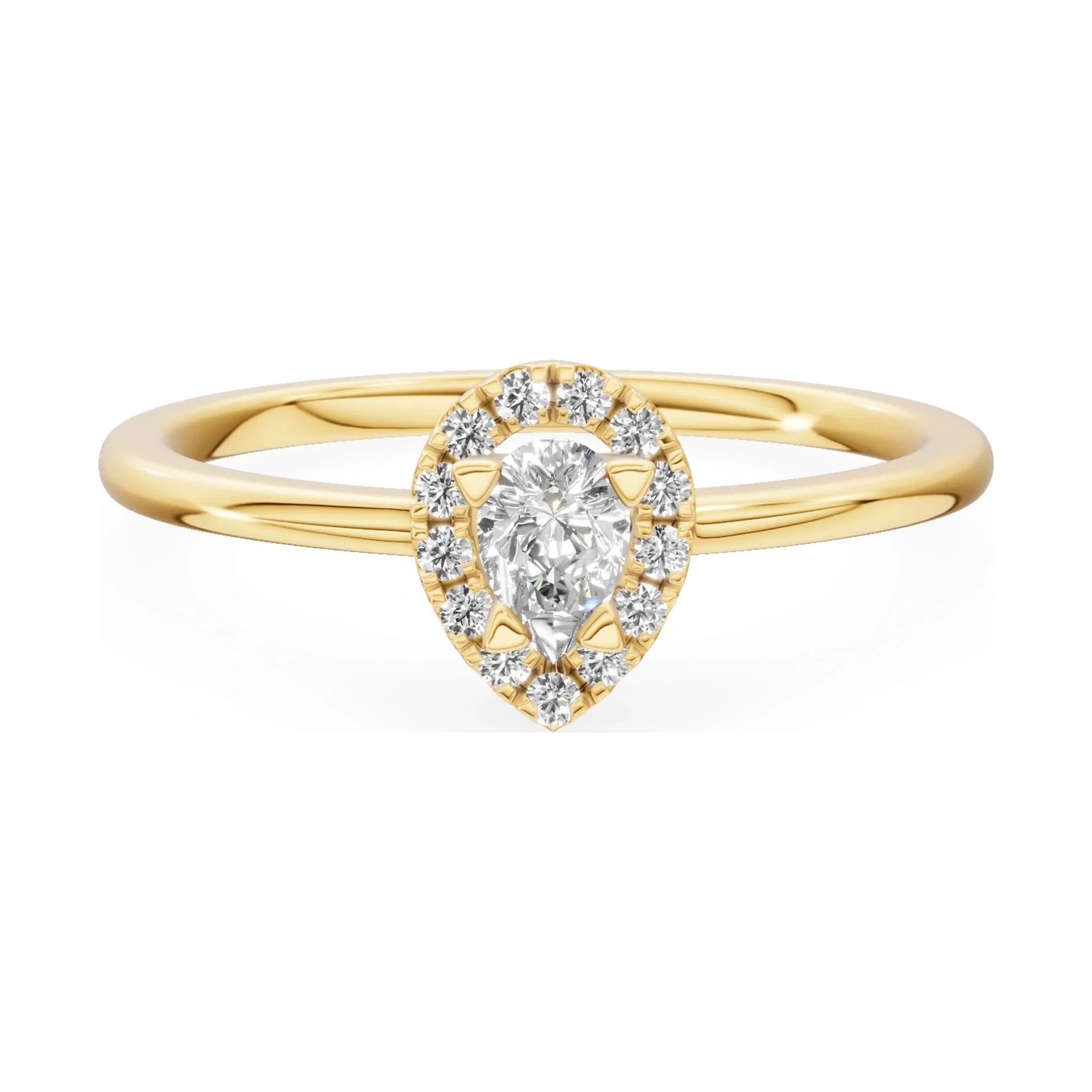 GREMARI Seven Aura 14K yellow gold engagement ring with 0.15 ct pear-cut natural diamond
