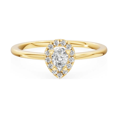 GREMARI Seven Aura 14K yellow gold engagement ring with 0.15 ct pear-cut natural diamond