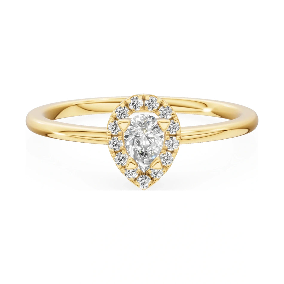 GREMARI Seven Aura 14K yellow gold engagement ring with 0.15 ct pear-cut natural diamond
