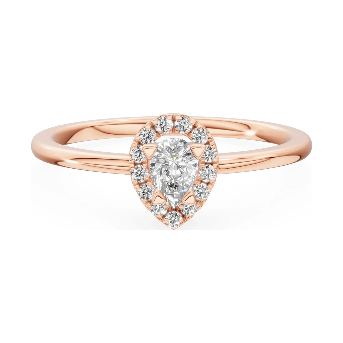 GREMARI Seven Aura 14K rose gold engagement ring with 0.15 ct pear-cut natural diamond