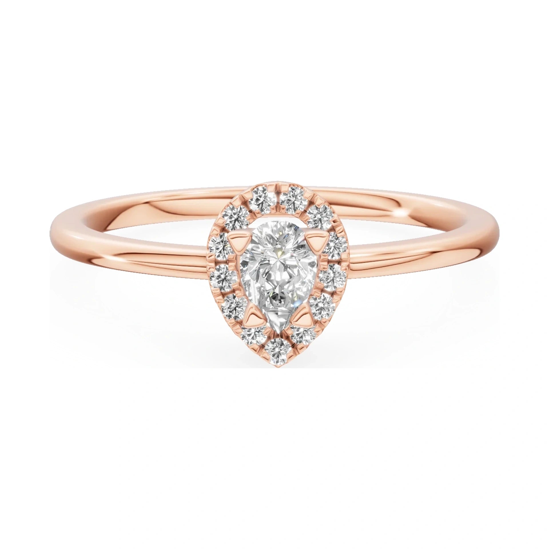 GREMARI Seven Aura 14K rose gold engagement ring with 0.15 ct pear-cut natural diamond